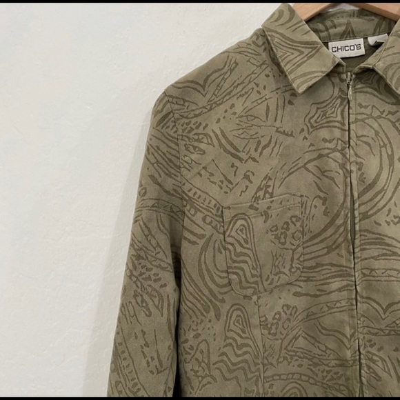 Chico’s Women’s 0/M Microfiber Full Zip Collared Shacket Lightweight - Picture 4 of 6